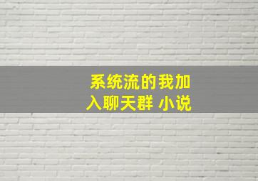 系统流的我加入聊天群 小说